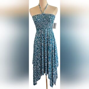 FC Floral Blue Strapless/Halter Dress
